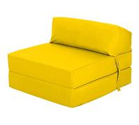 Ready Steady Bed Chaise Pliante Z-Fold Confortable | Canapé-lit Futon léger | Housse Souple et résistante à l'eau | Matelas Zbed de Conception Ergonomique (Jaune)