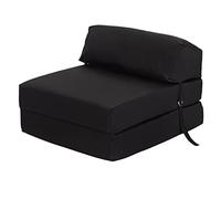 Ready Steady Bed Chaise Pliante Z-Fold Confortable | Canapé-lit Futon léger | Housse Souple et résistante à l'eau | Matelas Zbed de Conception Ergonomique (Noir)