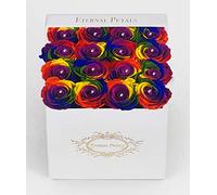 Real Roses That Last A Year -White Velvet Box with Swarovski Crystals (Khaki)