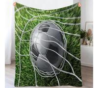 Réalisme 3D Couverture 180 x 200 cm, Couverture en Flanelle Douce et Confortable en Flanelle pour Lit Enfants, Sport Filet But Football pour Filles, Garçon, Préadolescentes, Vert