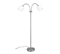 Reality Lampadaire TOMMY R46332001, métal nickel mat, abat-jour en tissu blanc, exclusivité 2x E14
