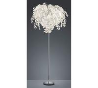 Lampadaire feuilles blanc lampadaire feuille chrome lampadaire sur pied, en métal avec interrupteur à pied, 3x E14, DxH 70 x 180 cm