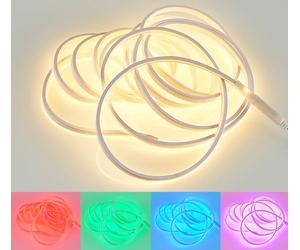 Reality LED Stripe Neon R65585100, plastique blanc, LED RGB 20 Watt incluse, 500 cm raccourcissable, télécommande