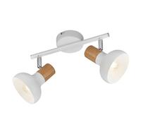 Reality Leuchten Applique murale Latika R81522031, métal blanc mat, bois synthétique, excl. 2x E14