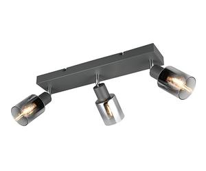 Reality Leuchten Barre des spots CADIZ R81783042, Métal anthracite, Verre Chrome Vaporisé, excl. 3x E14