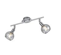 Reality Leuchten Barre de spot Brest R80592006 - Métal chromé, verre fumé, 2x E14