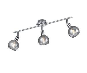Reality Leuchten Brest R80593006 Barre de spot en métal chromé, verre fumé, sauf 3 x E14, Chrom