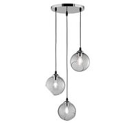Reality Leuchten Clooney R30073054 Suspension en métal chromé et verre fumé 1 ampoule E27, Couleur Fumée