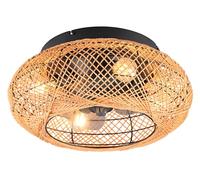 Reality Leuchten Fan LILLESAND R67302126, noir mat/marron, 15W, 4x E27, télécommande incluse