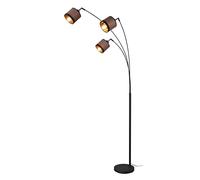 Reality Leuchten Lampadaire Davos R41553041, métal noir mat, abat-jour tissu taupe/noir/doré, excl. 3x E14