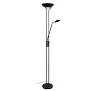 Reality Leuchten Lampadaire LED SPOCK R42292132, Métal Noir Mat, Blanc Verre, Projecteur 19 Watt LED, Bras de lecture 5 Watt LED, Variateur