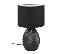 Reality Leuchten Lampe de table MELVA R51771032, Base Céramique Noir mat, Abat-jour Tissu Noir, excl. 1x E14
