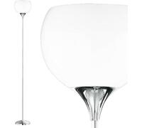 Reality Leuchten : Lampe sur pied Junior, abat-jour en plastique blanc, hauteur : 180 cm, 1 x E27, max. 60 W, sans ampoule, finition chromée, référence R43021006