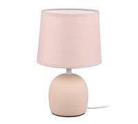 Reality Leuchten Malu R50802644 Lampe de table avec pied en céramique beige, abat-jour en tissu beige, 1 x E14