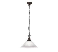 Reality Leuchten R30871024 Country Suspension en métal couleur rouille, abat-jour blanc albâtre, sans 1 ampoule E27, 15,5 x 15,5 x 130 cm