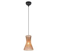Reality Leuchten R31831026 Suspension Bijou en métal noir mat, abat-jour en fil de papier marron, sans 1 ampoule E27