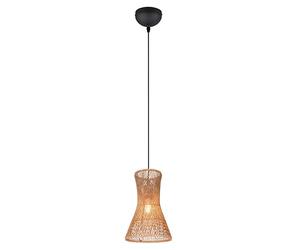 Reality Leuchten R31831026 Suspension Bijou en métal noir mat, abat-jour en fil de papier marron, sans 1 ampoule E27