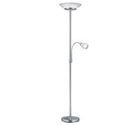 Trio-Leuchten Lampadaire Gerry, verre blanc, bras flexo, 2x E27 + 1x E14, 34x180 cm