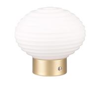 Reality Leuchten R57771101 Earl R57771101 Lampe de table à 4 LED avec batterie en métal laiton mat et verre blanc 1,5 W