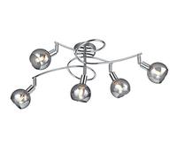Reality Leuchten R60595006 Brest Plafonnier en métal chromé et verre fumé 5 ampoules E14 non incluses