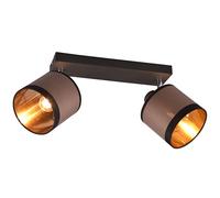 Reality Leuchten Spot bar Davos R81552041, métal noir mat, abat-jour tissu taupe/noir/or, excl. 2x E14