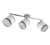Reality Leuchten Spot bar Davos R81553006, abat-jour métal chromé tissu gris/blanc, sauf 3x E14