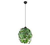 Reality Leuchten Suspension LEAVY R10461915, Métal Noir mat, Feuilles Plastique Vert, excl. 1x E27