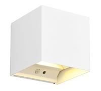 Reality Leuchten Talent R27759131 Applique murale à LED, à batterie, en métal blanc mat, support mural magnétique, avec 2 x 0,5 W, capteur crépusculaire, détecteur de mouvement, éclairage haut et bas