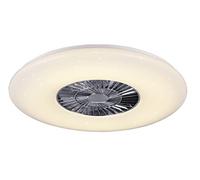 Reality Leuchten Ventilateur de Plafond LED à intensité Variable Silencieux Ø 75 cm avec télécommande et minuterie - Effet chromé et Blanc