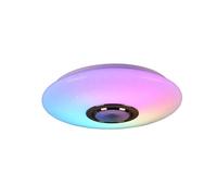 Plafonnier Salon dimmable Veilleuse RGB LED Télécommande Bluetooth Haut-parleur, 1x LED 15,5W 1700lm 3000-6000K, DxH 41x8,5 cm