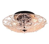 Reality, Plafonnier, Lovis 2xE27, max.40,0 W Métal, noir mat, Corps: Maillage rotin, naturel Ø:40,0cm, H:14,0cm IP20,Sans illuminant