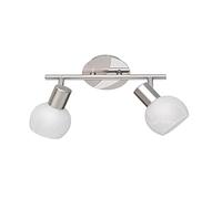 Trio-Leuchten Plafonnier à spots Antibes – 2xE14, verre albâtre, nickel mat – Argent