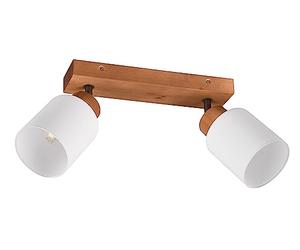 Reality, Spot, Assam 2xE14, max.25,0 W Verre, Blanc, Corps: Bois naturel, naturel L:30,0cm, L:10,0cm, H:21,0cm Montage au plafond et au mur,IP20,Sans illuminant