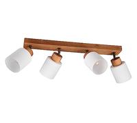 Reality, Spot, Assam 4xE14, max.25,0 W Verre, Blanc, Corps: Bois naturel, naturel L:60,0cm, L:10,0cm, H:21,0cm Montage au plafond et au mur,IP20,Sans illuminant