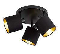 Reality Spot Bar TOMMY R80333979, Métal Noir Mat, Abat-jour en tissu Noir/Doré