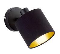 Reality Spot mural TOMMY R80331079 – noir mat, abat-jour noir/doré, spots réglables, 1x28W E14