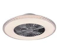 Ventilateur de plafond avec télécommande Lampe de plafond effet d'étoile Ventilateur marche avant-arrière, minuterie CCT, blanc, LED 38W 4400Lm chaud-froid, DxH 60x18 cm