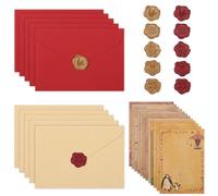 Realjoy 44 Feuilles Papier à Lettre Vintage, avec 24 Papiers Vintage A5, 10 Belles Enveloppes et 10 Cachets de Cire pour Lettres d'Amour, Anniversaire, Mariage
