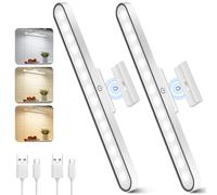 Realky Lot de 2 lampes LED sous meuble de cuisine, à intensité variable, éclairage d'armoire, sans fil, rechargeable, alimenté par USB, lumière de cuisine pour miroirs, bureaux, cuisines, armoires et