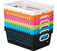Really Good Stuff® Lot de 6 paniers de rangement multi-usages, Neon Pop - 28 x 20 cm