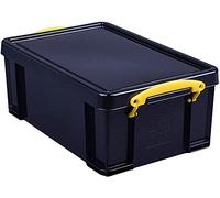 Really Useful Boîte de rangement en plastique avec poignées jaunes Noir 9 l