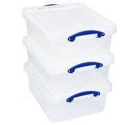 Really Useful Box Lot de 3 boîtes de rangement en plastique Transparent 23,5 l