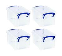 Really Useful Box Lot de 4 boîtes de rangement en plastique Transparent 1,6 l