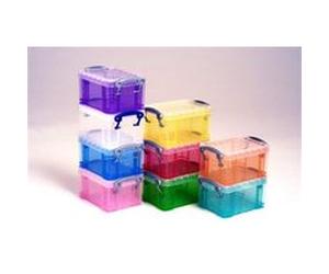 REALLY USEFUL BOXES Boîte de rangement de 0,3 Litre + couvercle - Dimensions : L12 x H6,5 x P8,5 cm coloris transparent Transparent G