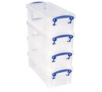 Really Useful Lot de 4 boîtes de rangement en plastique Transparent 0,9 l