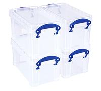 Really Useful Lot de 4 boîtes de rangement en plastique Transparent 2,1 l