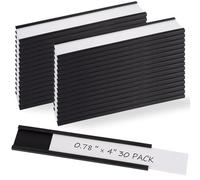 Realth 30 Pièces Porte-Étiquettes Magnétiques à Canal C Avec Film Protecteur Transparent 19MM X 101.6MM pour Armoires Murales et Tiroirs en Métal pour Tableaux Blancs (MLH07430)