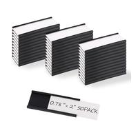 Realth 50 Pièces Porte-Étiquettes Magnétiques à Canal C Avec Film Protecteur Transparent 19MM X 50MM pour Armoires Murales et Tiroirs en Métal pour Tableaux Blancs (MLH07250)