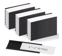 Realth 50 Pièces Porte-Étiquettes Magnétiques à Canal C Avec Film Protecteur Transparent 50MM X 152.4MM pour Armoires Murales et Tiroirs en Métal pour Tableaux Blancs (MLH2650)