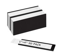 Realth Porte Étiquettes Magnétiques à Canal C 25.4MM X 100MM 50 Pcs | avec Film Protecteur Transparent, pour Armoires Murales et Tiroirs en Métal, pour Tableaux Blancs, Fournitures de Bureau